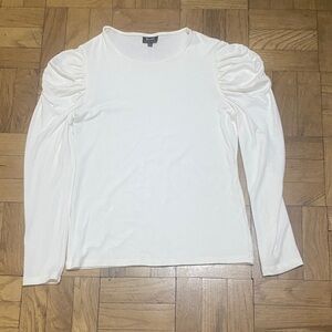 Bardot Cream Long Sleeve Top with Ruched Shoulders